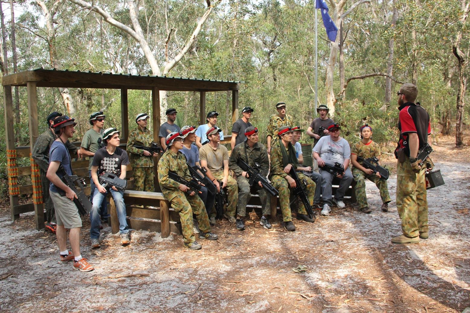 A team from an office in Newcastle playing laser tag