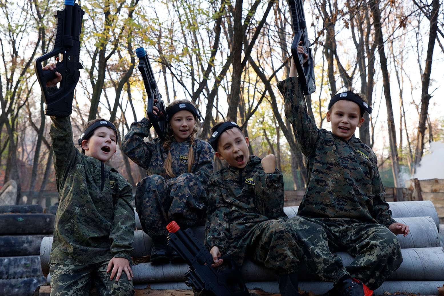 A team from an office in Newcastle playing laser tag